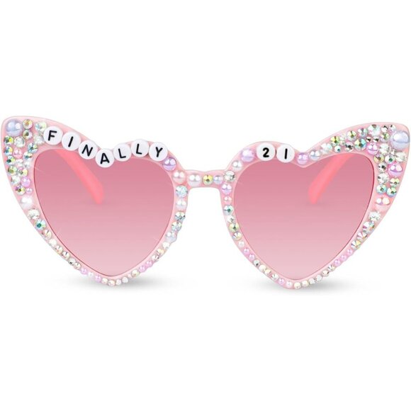 21st Birthday Sunglasses Pink Heart Crystals Decor Accessories for Women main image 4